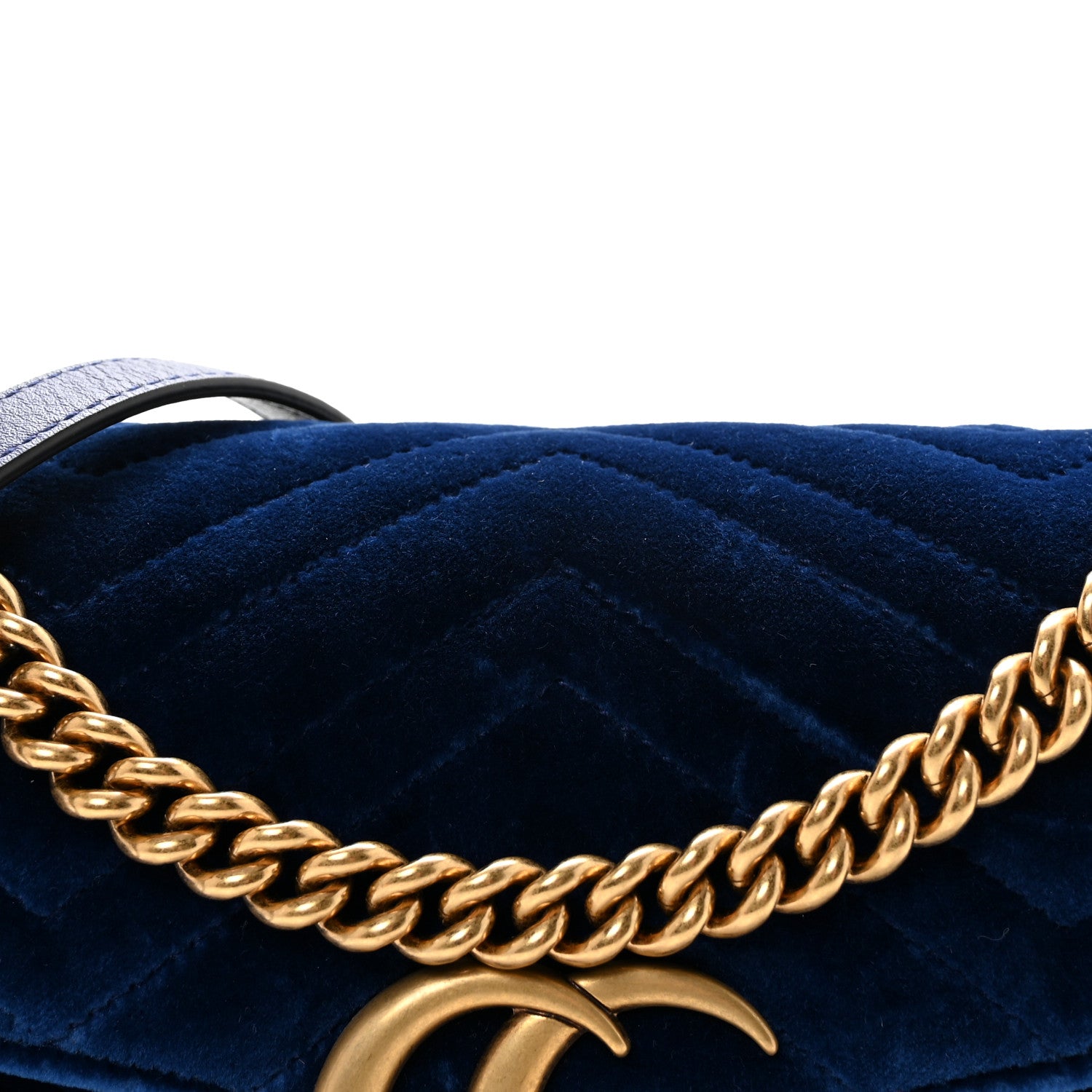 Gucci Velvet Matelasse Small GG Marmont Shoulder Bag Cobalt Blue 8 of 10