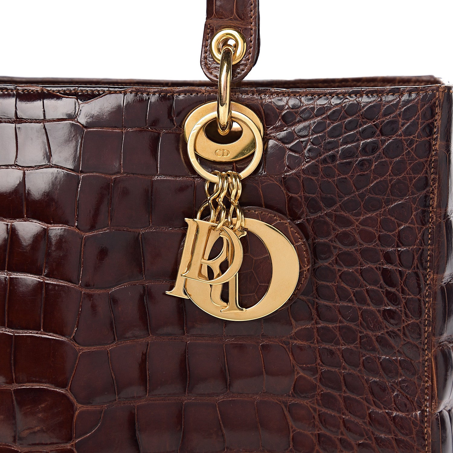 Christian Dior Crocodile Large Lady Dior Brown 14 of 14