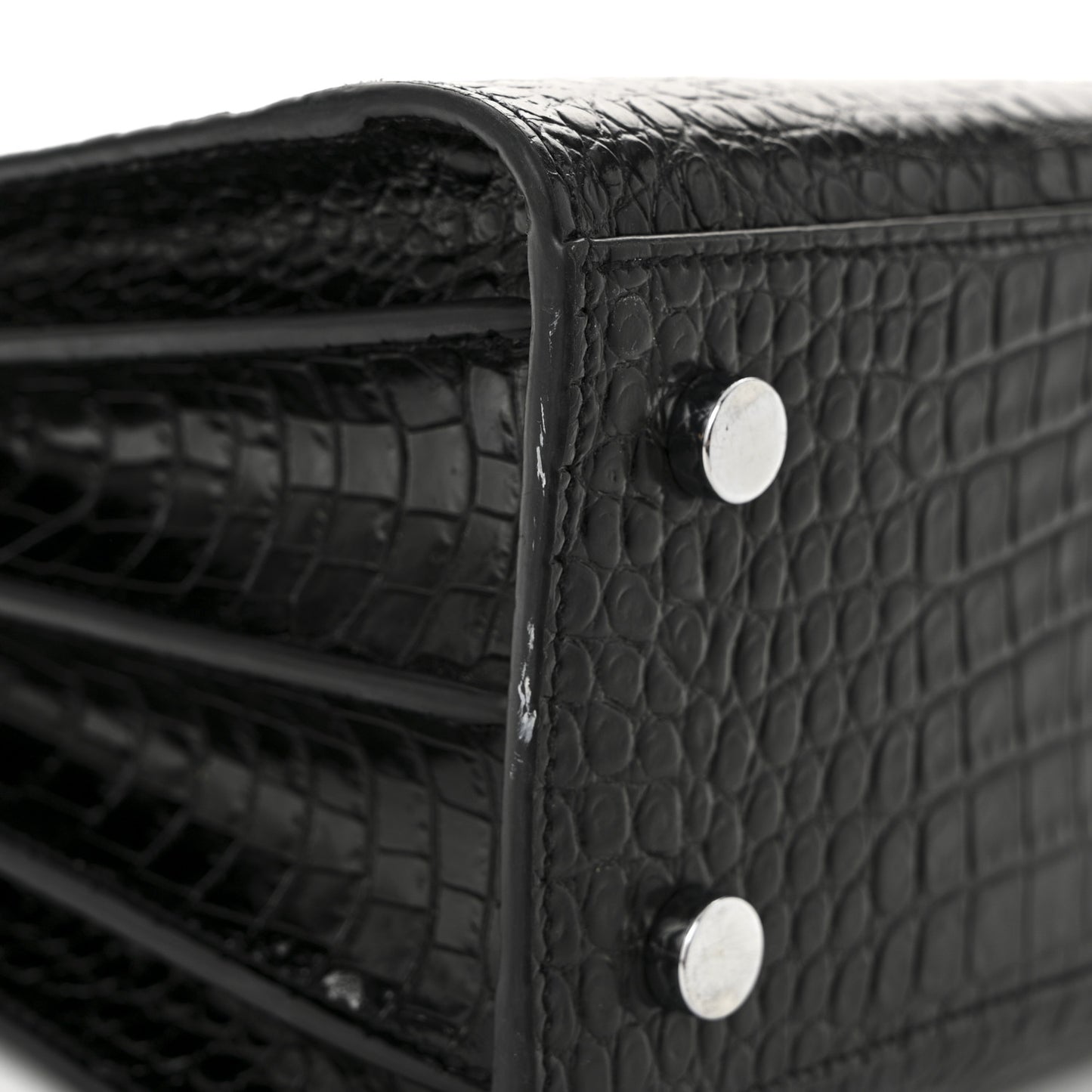 Calfskin Crocodile Embossed Baby Sac De Jour Black