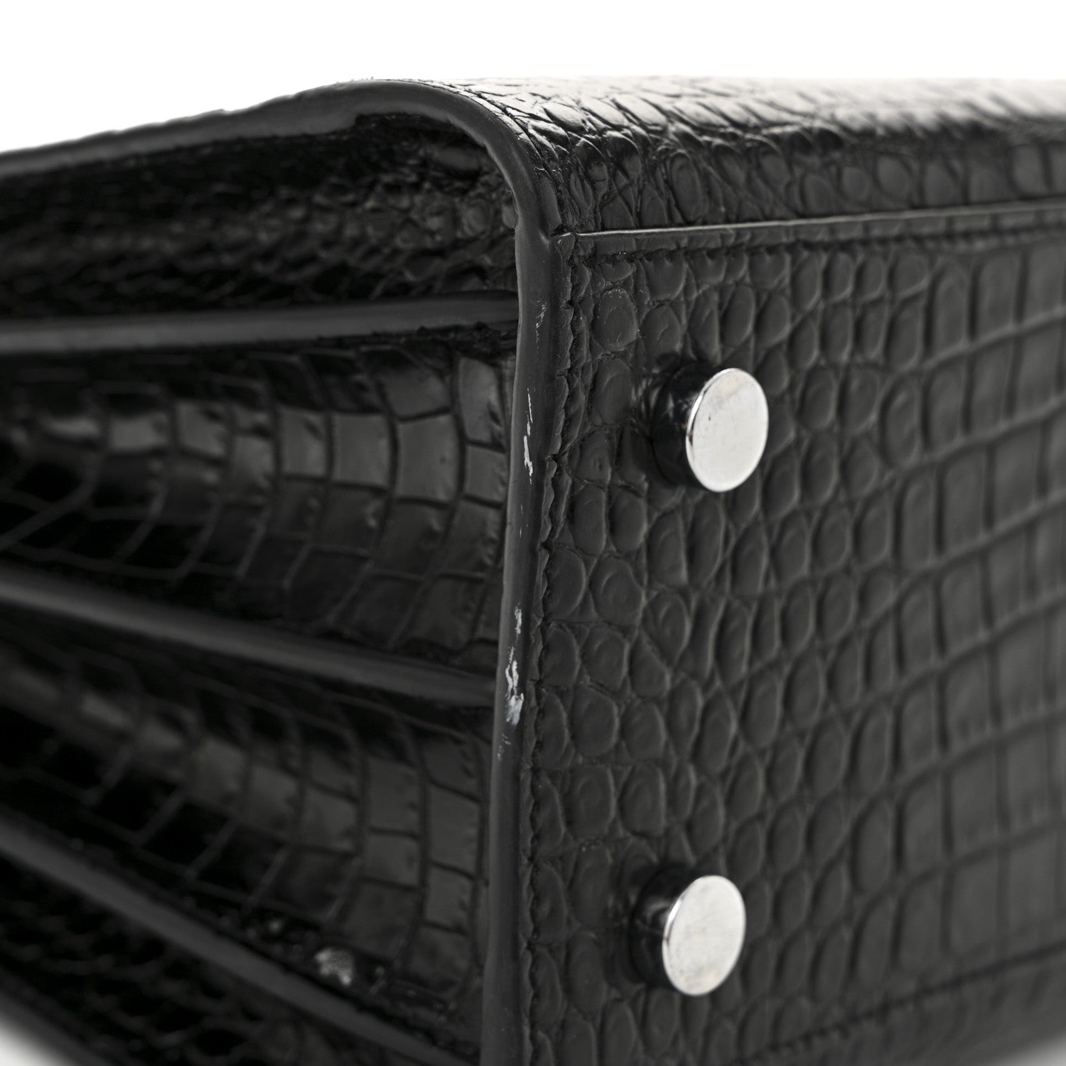 Saint Laurent Calfskin Crocodile Embossed Baby Sac De Jour Black 12 of 13