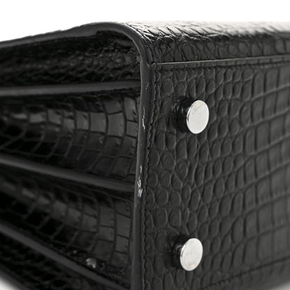 Saint Laurent Calfskin Crocodile Embossed Baby Sac De Jour Black 12 of 13