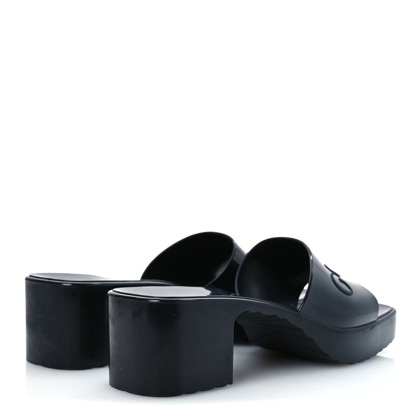 Rubber Gucci Logo Womens Platform 20/60mm Slide Sandals 40 Black