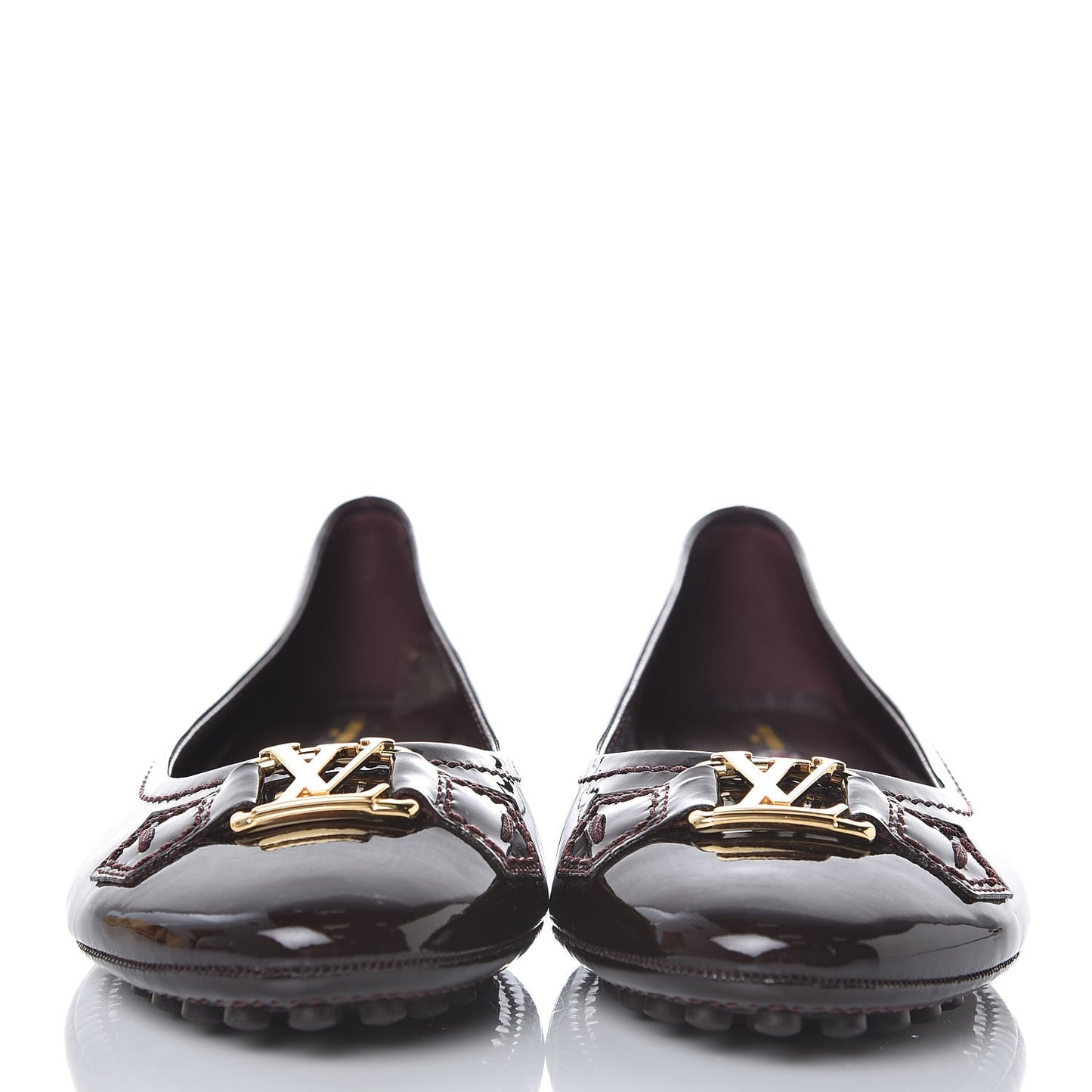 Patent Calfskin Oxford Ballerina Flats 40 Amarante