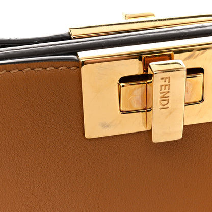Fendi Vitello Tahiti Burro Medium Peekaboo Iconic Essentially Satchel Nocciola Asfalto Cast 10 of 14