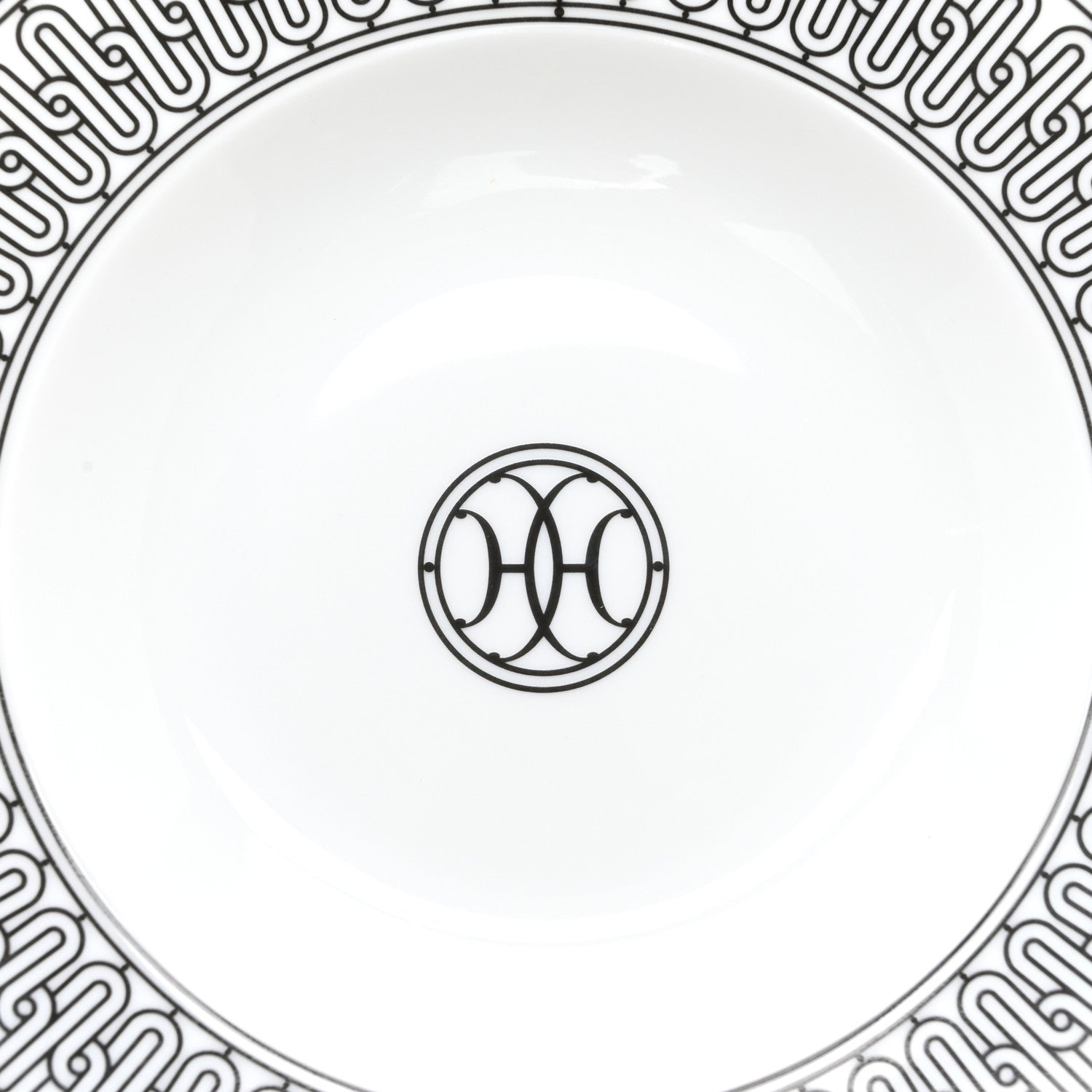 Hermes Porcelain H Deco Soup Bowl Set of 2 Black White 4 of 5