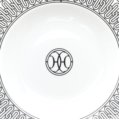 Hermes Porcelain H Deco Soup Bowl Set of 2 Black White 4 of 5