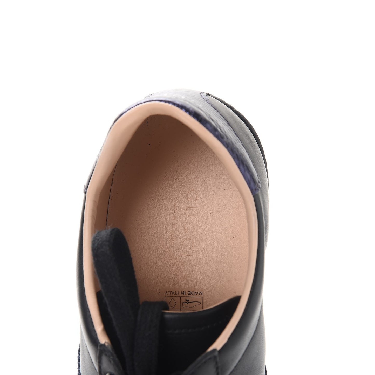 Calfskin Ayers Web Bee Embroidered Ace Sneakers 37.5 Black