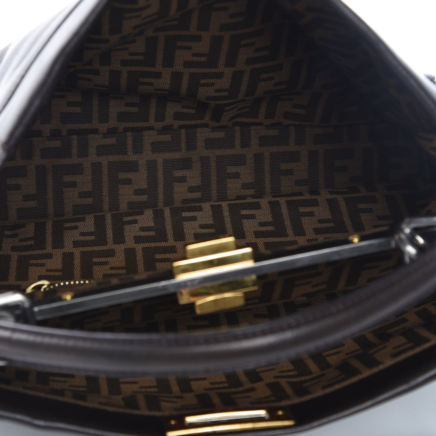Fendi Goatskin Zucca Ombre Large Peekaboo Iconic Satchel Moro Gold Tobacco 7 of 10