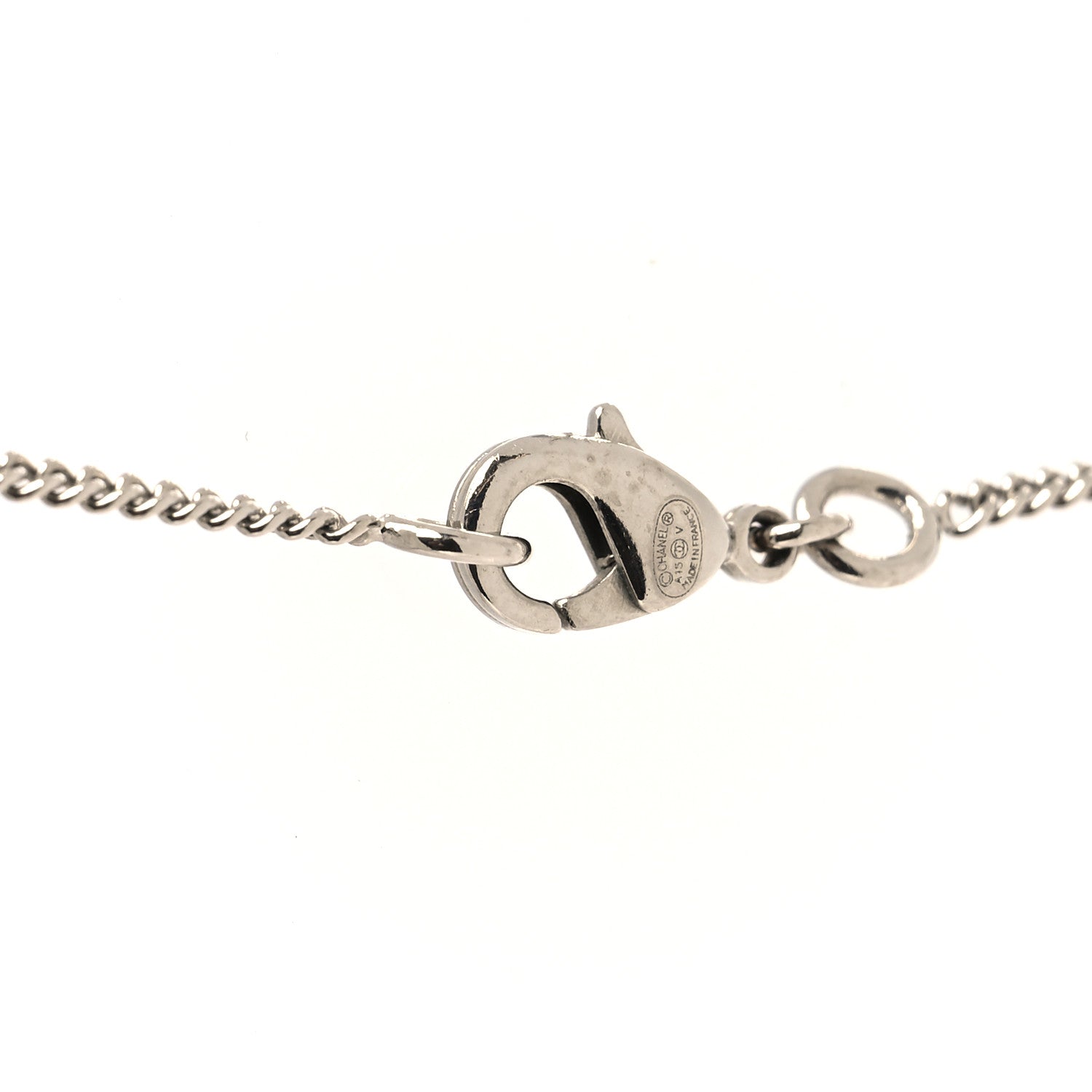 Chanel Baguette Crystal Pearl CC Lariat Necklace Silver 4 of 5