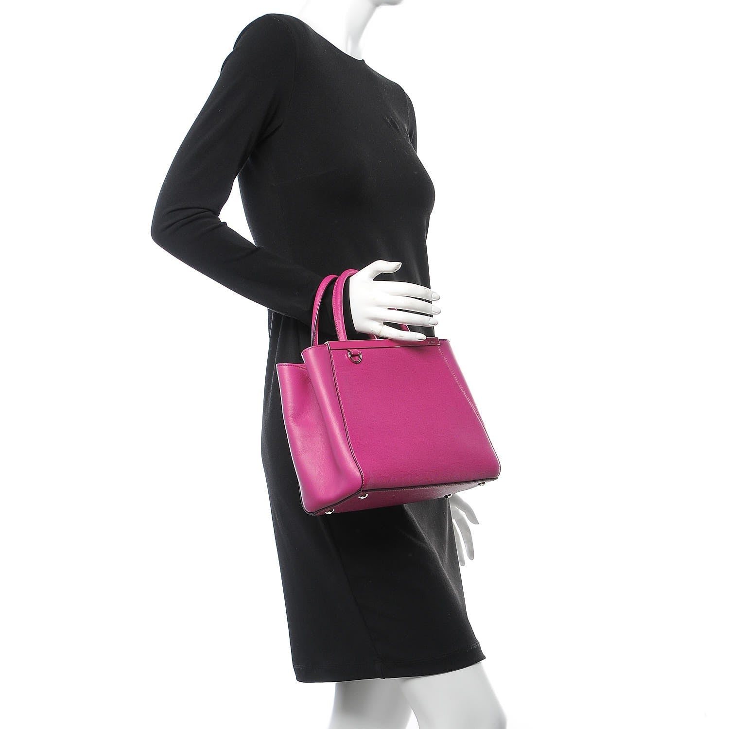 Fendi Vitello Elite Petite 2Jours Tote Magenta 2 of 8
