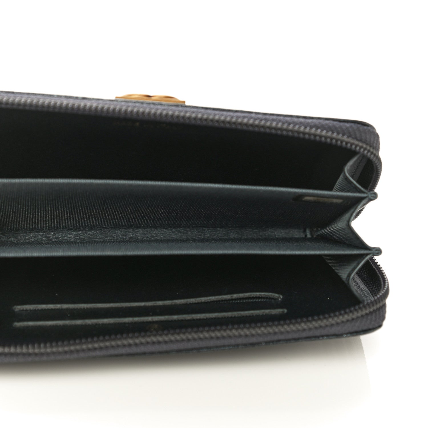 Chanel Metallic Calfskin Quilted Small Boy Zip Around Wallet Charcoal 4 of 11