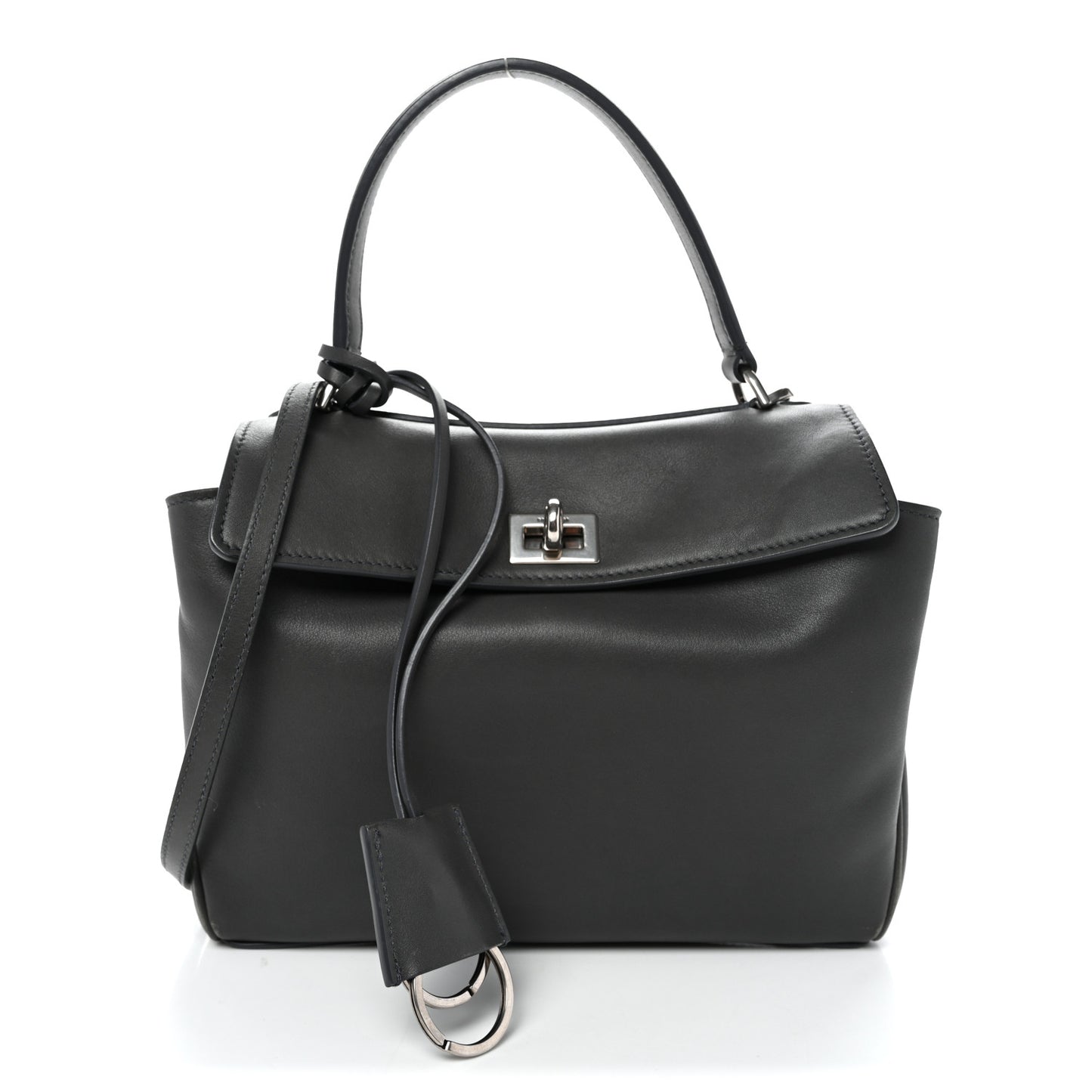 Natural Smooth Calfskin Mini Rodeo Top Handle Handbag Grey