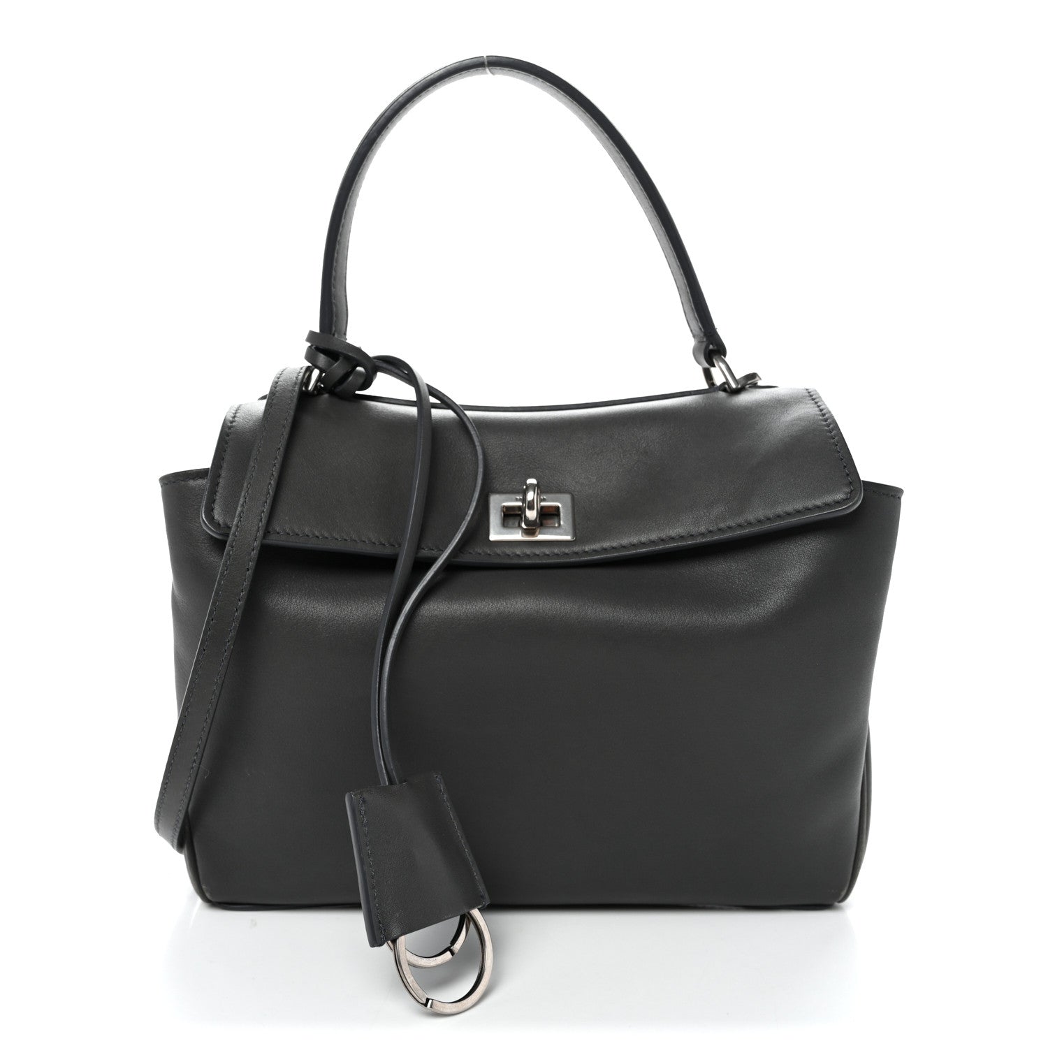 Balenciaga Natural Smooth Calfskin Mini Rodeo Top Handle Handbag Grey 1 of 11