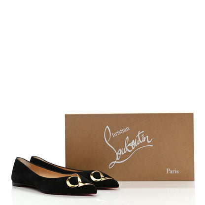 Christian Louboutin Suede Specchio CL Pump Flats 36.5 Black Gold 8 of 8