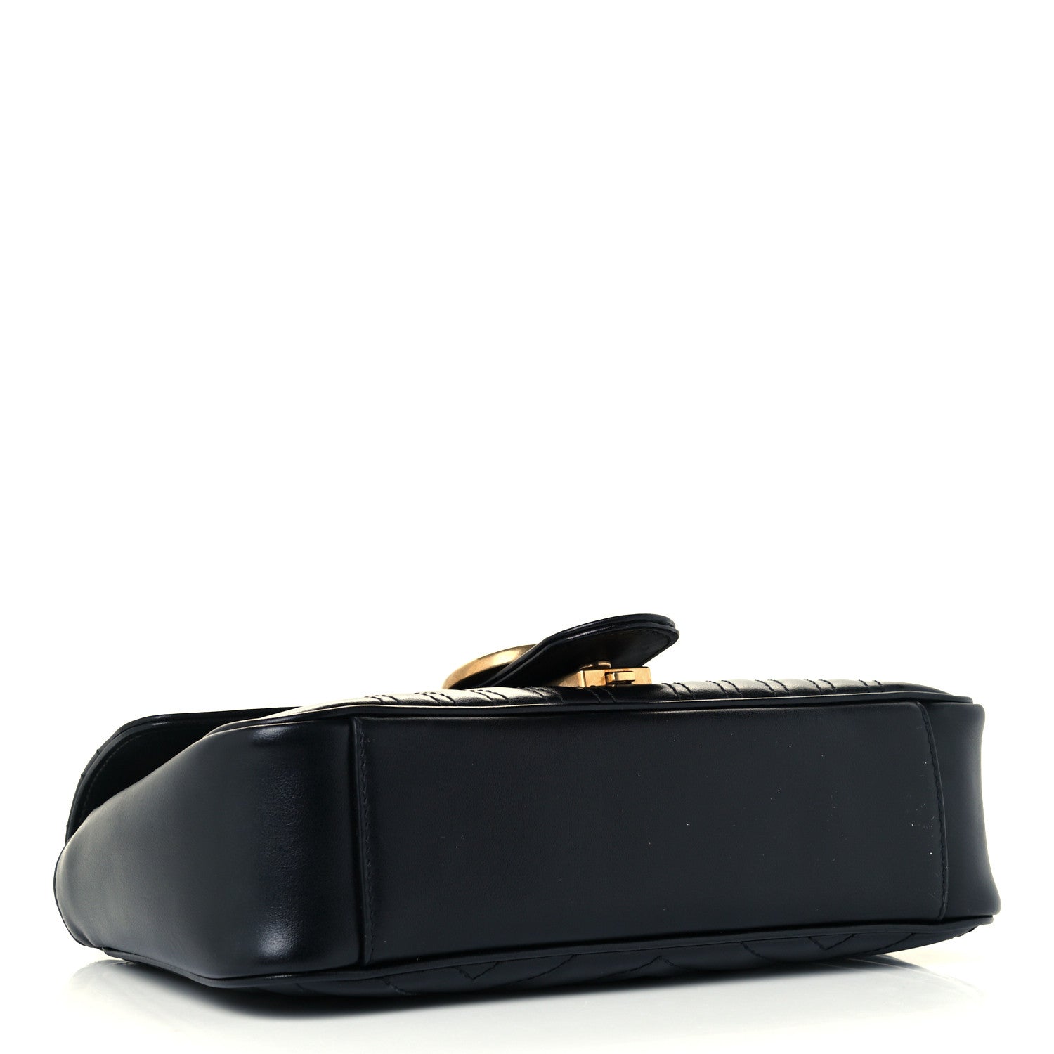 Gucci Calfskin Matelasse Small GG Marmont Shoulder Bag Black 4 of 12