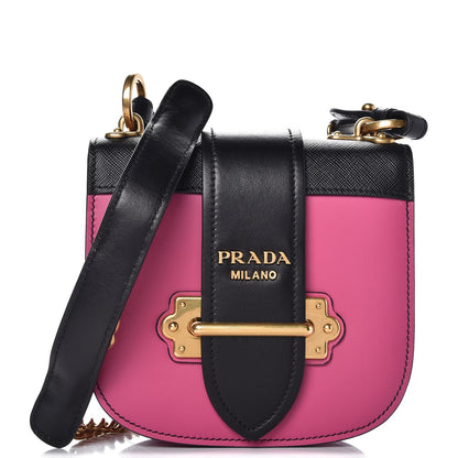 Prada City Calfskin Saffiano Cahier Crossbody Bag Fuxia Black 1 of 6