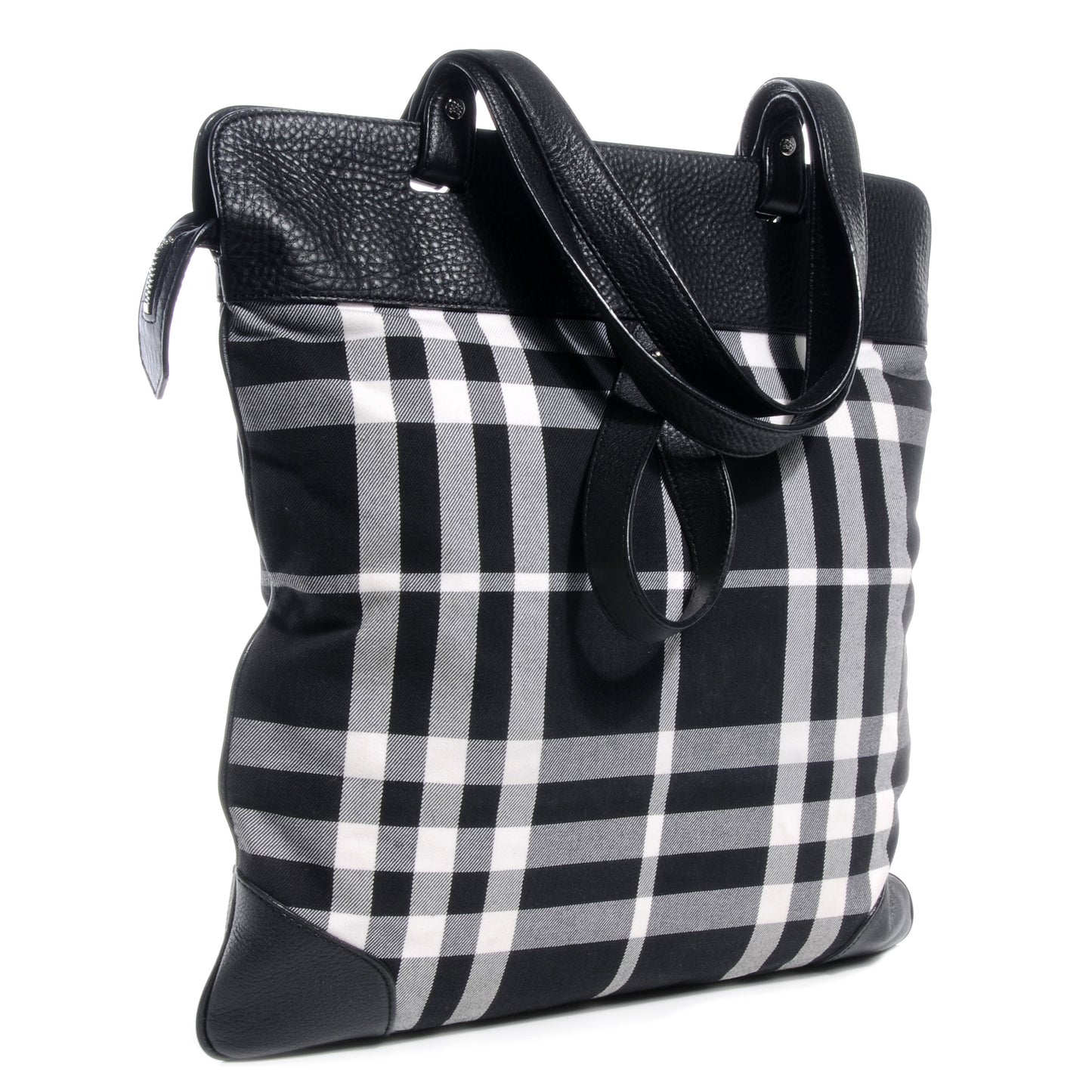 Canvas Check Large Tote Black