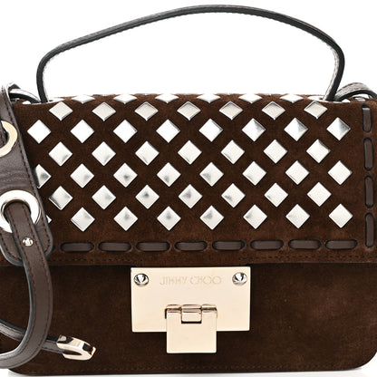 Jimmy Choo Suede Studded Mini Rebel Crossbody Brown 7 of 11