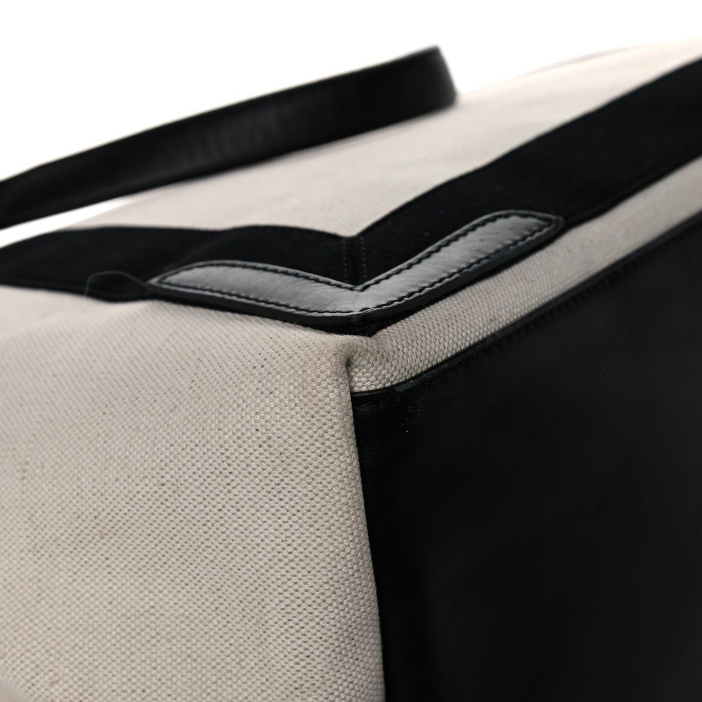 Cotton Canvas Calfskin M Navy Cabas Natural Black