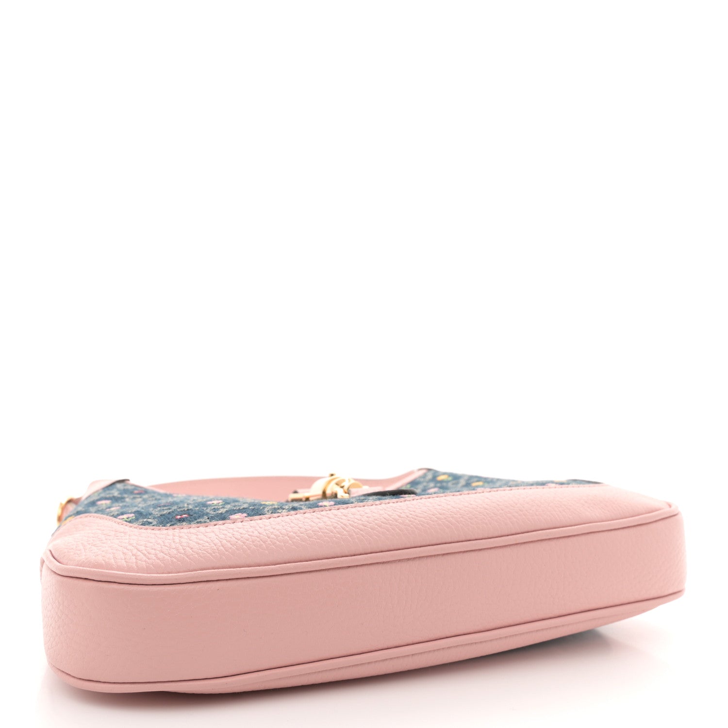 Gucci New Denim GG Monogram Calfskin Love Parade Small Jackie 1961 Hobo Light Pink 4 of 11