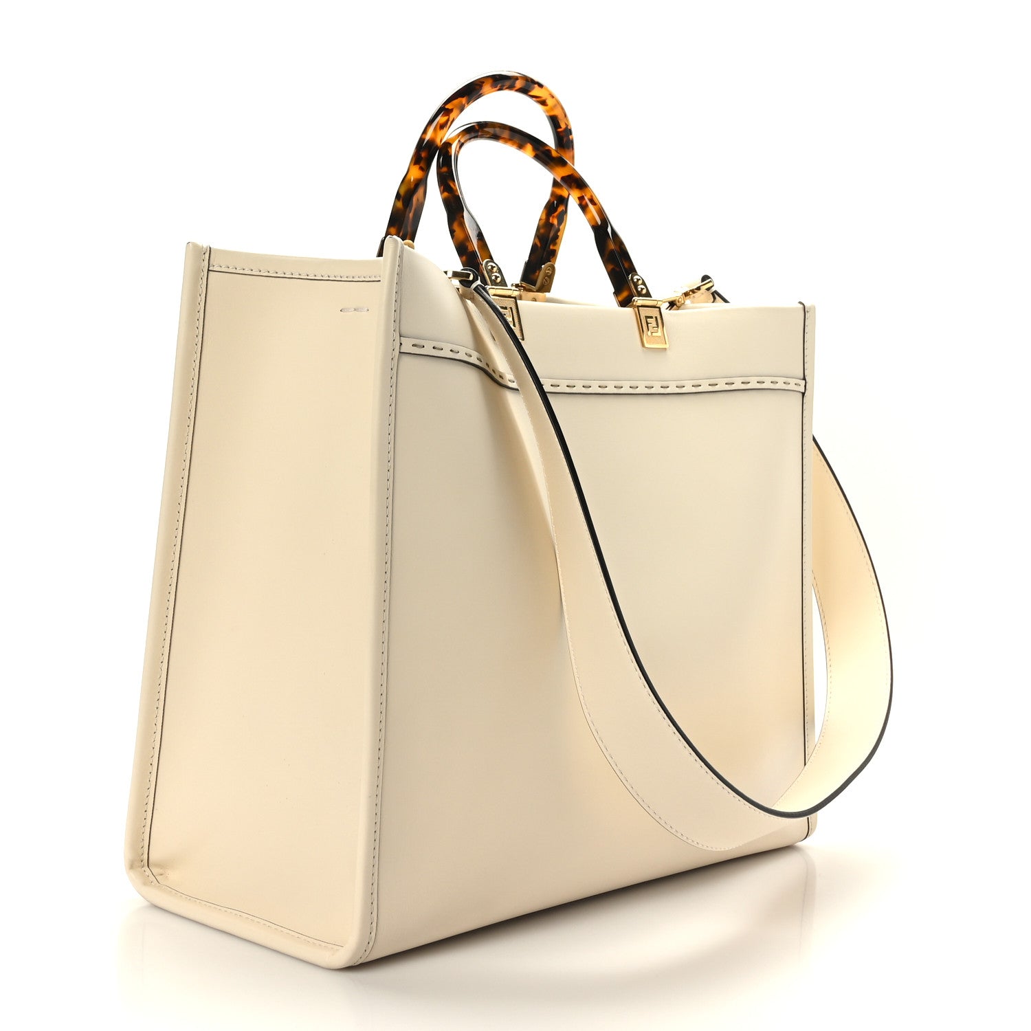 Fendi Vitello King Plexiglass Medium Fendi Sunshine Shopper Tote White Ice 6 of 15