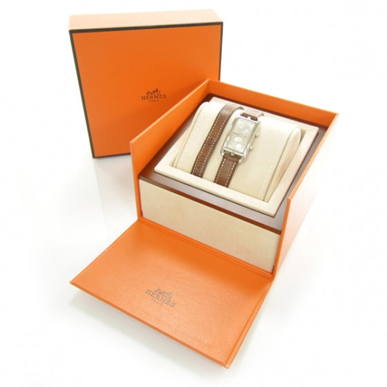 Hermes Stainless Steel Barenia 20mm Cape Cod Double Tour Deux Zones Quartz Watch Fauve 6 of 7