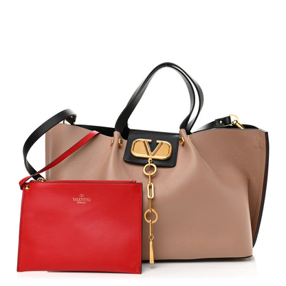Valentino Garavani Calfskin Medium VLogo Escape Shopper Rose Cannelle 1 of 9