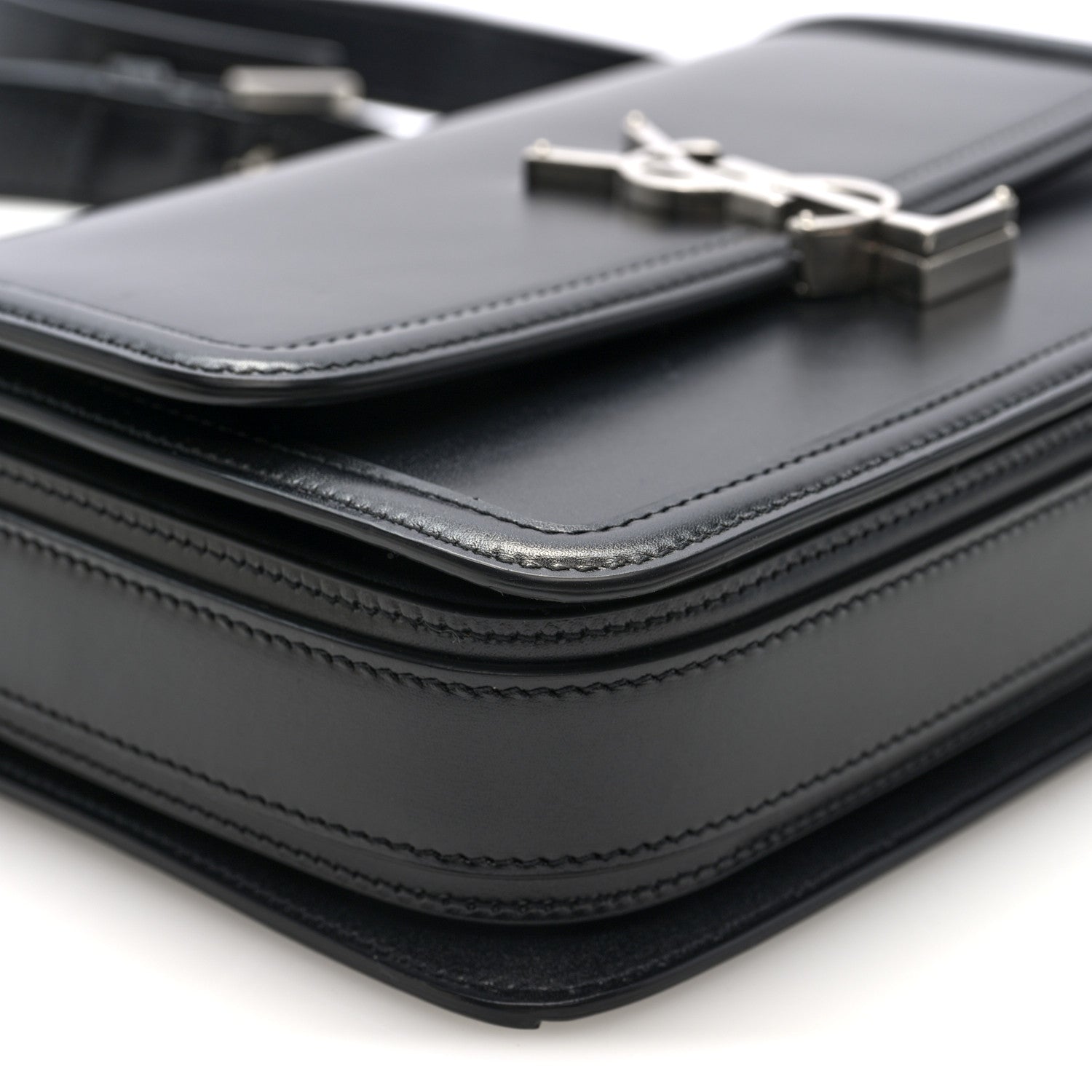 Saint Laurent Box Calfskin Monogram Medium Solferino Satchel Black 8 of 9