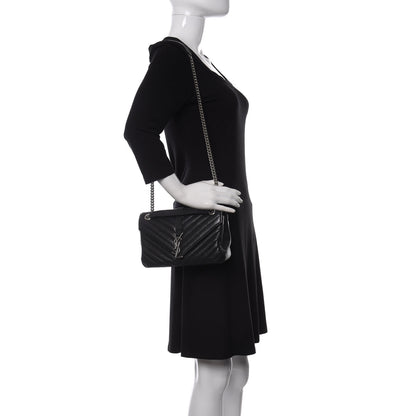 Saint Laurent Sheepskin Matelasse Medium Monogram College Punk Chain Satchel Black 2 of 9