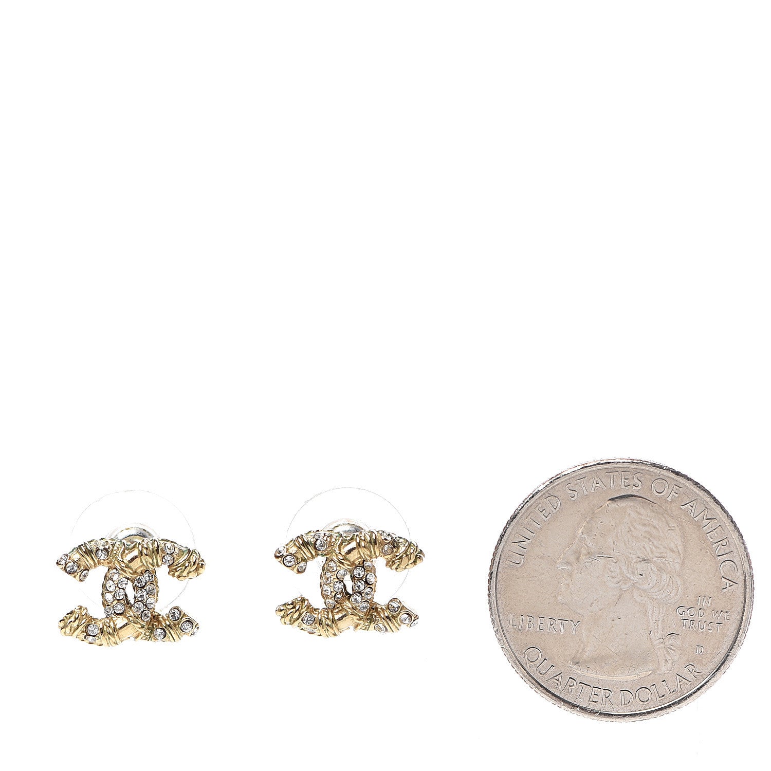 Chanel Crystal CC Earrings Gold 2 of 5