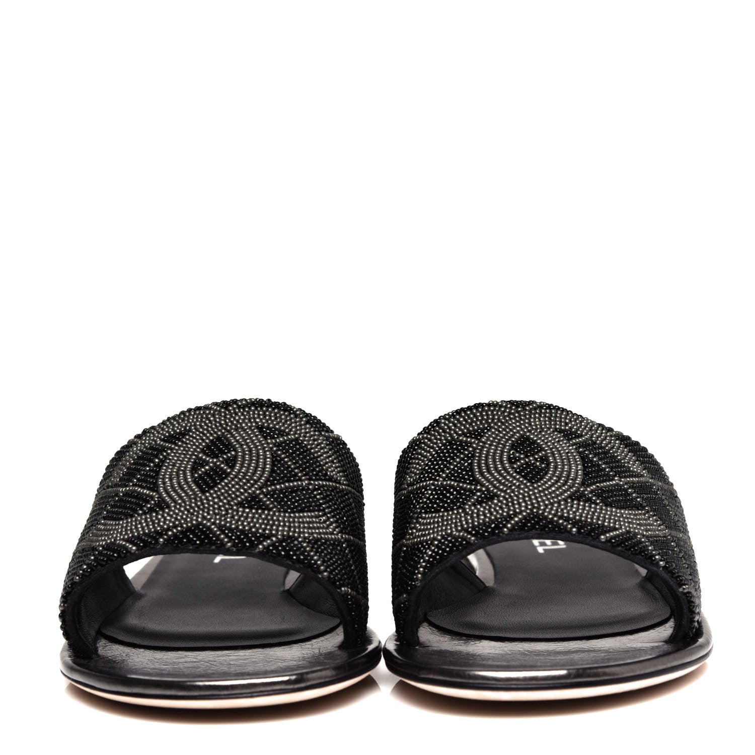Chanel Pearl Embroidery CC Mules 38.5 Black 2 of 11