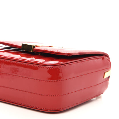 Saint Laurent Patent Matelasse Monogram Small Vicky Chain Bag Red 11 of 12
