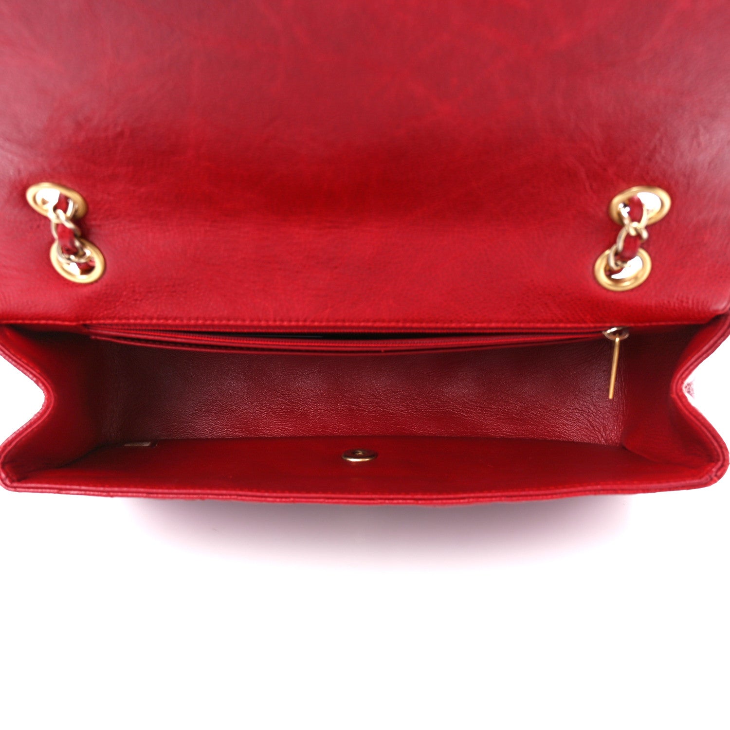 Chanel Crumpled Grained Calfskin Quilted Large Two Tone Flap Bag Red 5 of 13