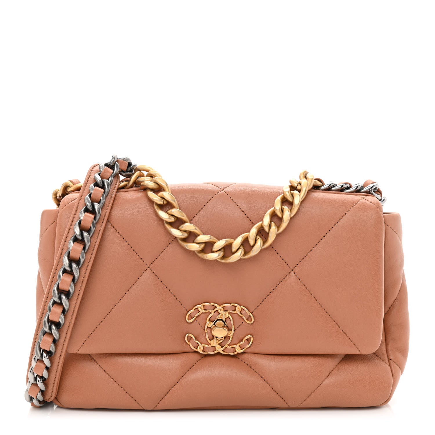 Chanel Lambskin Quilted Medium Chanel 19 Flap Brown 1 of 10