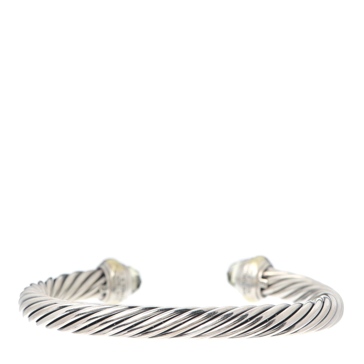 David Yurman Sterling Silver 14K Yellow Gold Prasiolite 7mm Cable Classics Bracelet 3 of 4