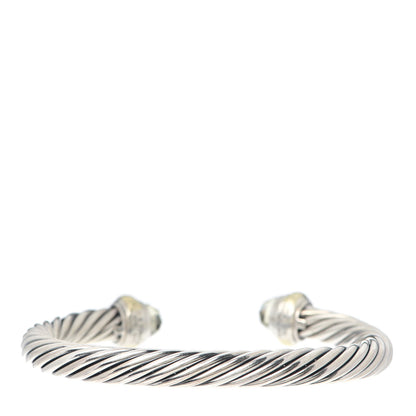 David Yurman Sterling Silver 14K Yellow Gold Prasiolite 7mm Cable Classics Bracelet 3 of 4