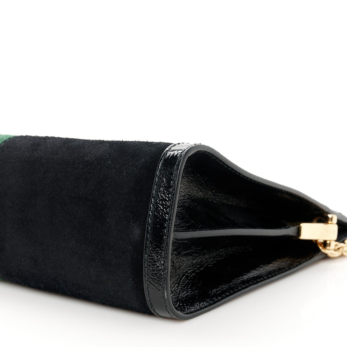 Suede Patent GG Web Medium Ophidia Chain Shoulder Bag Black