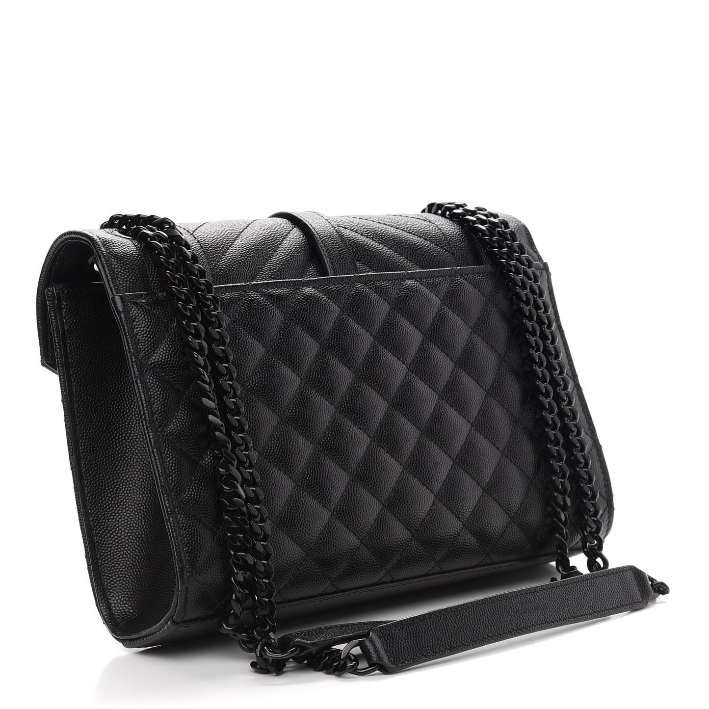 Grain De Poudre Textured Mixed Matelasse Triquilt Medium Monogram Satchel Black