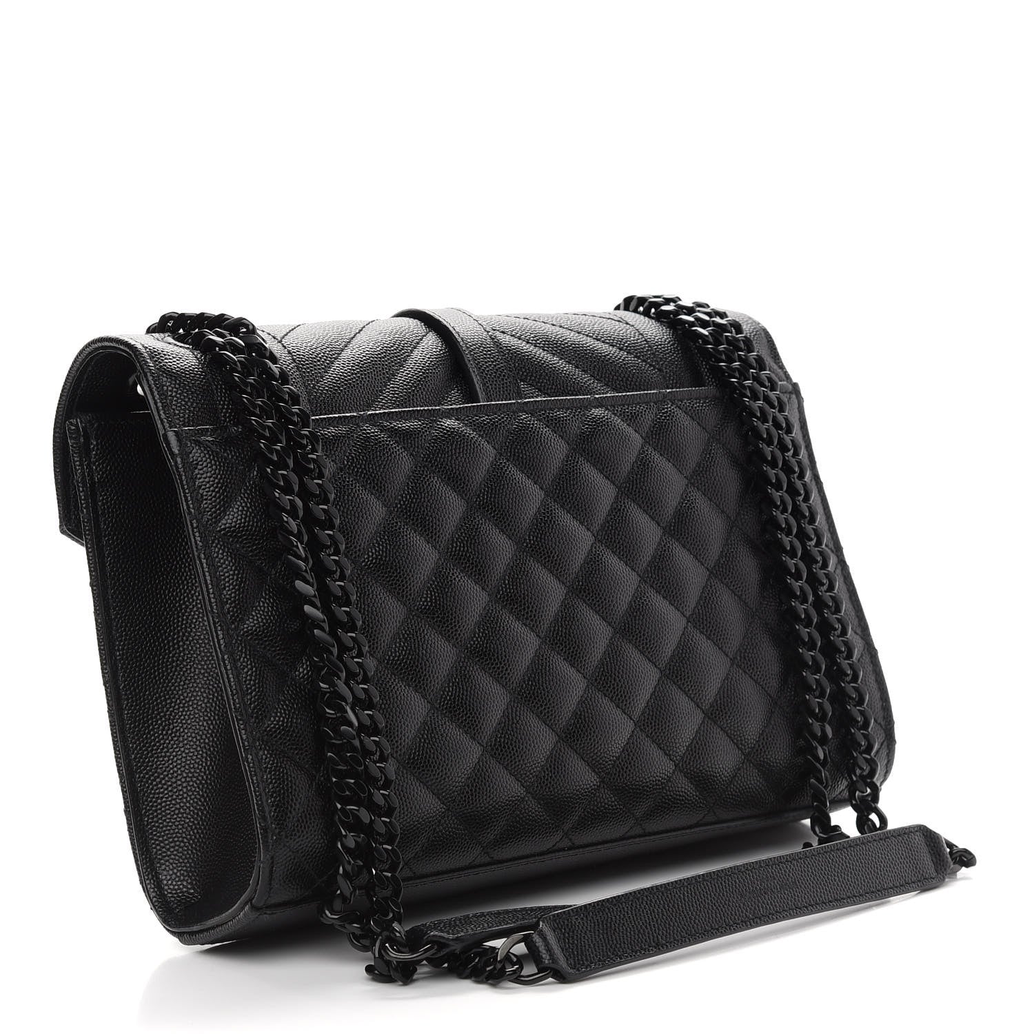 Saint Laurent Grain De Poudre Textured Mixed Matelasse Triquilt Medium Monogram Satchel Black 3 of 8