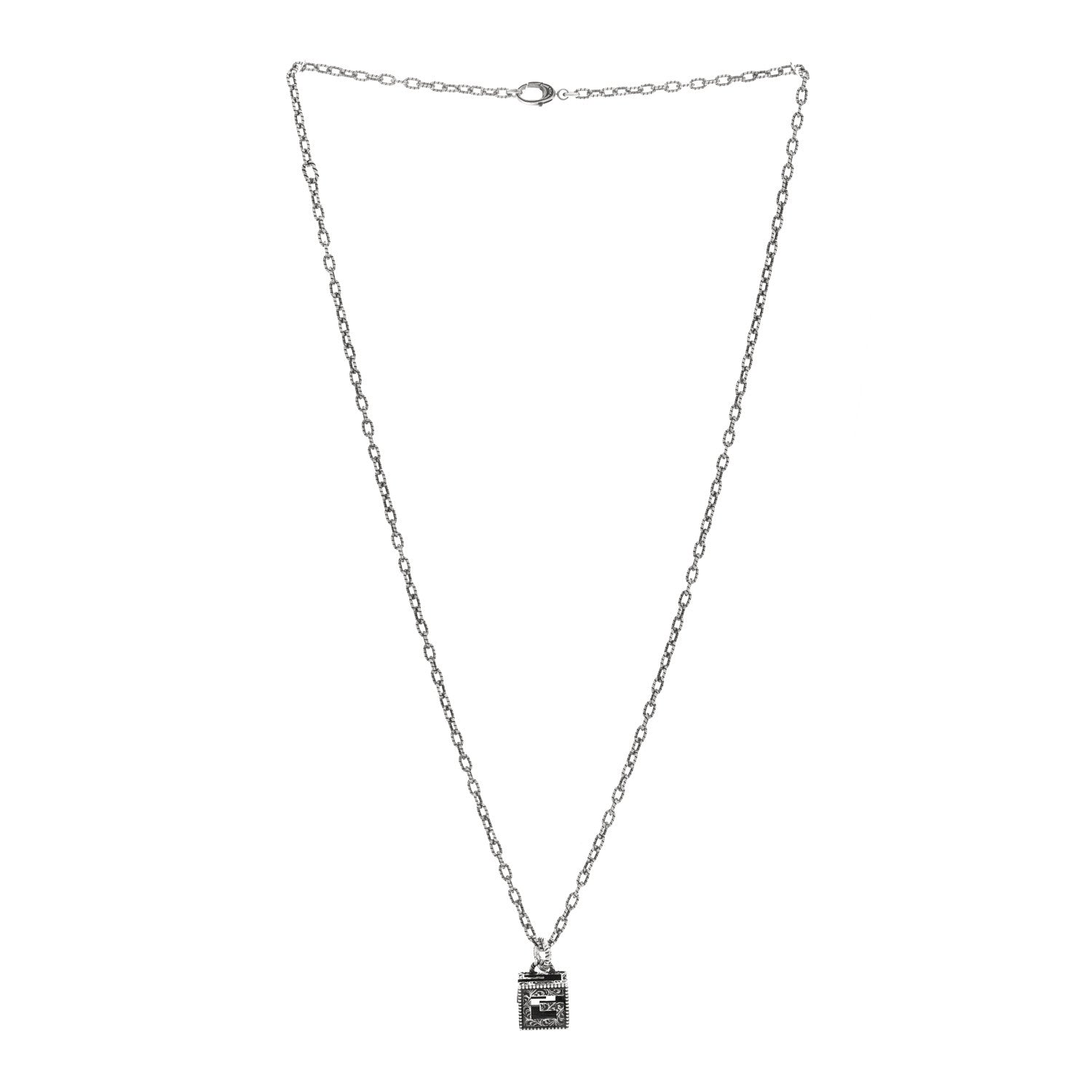 Gucci Sterling Silver Textured Square G Pendant Necklace 3 of 4