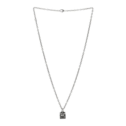 Gucci Sterling Silver Textured Square G Pendant Necklace 3 of 4