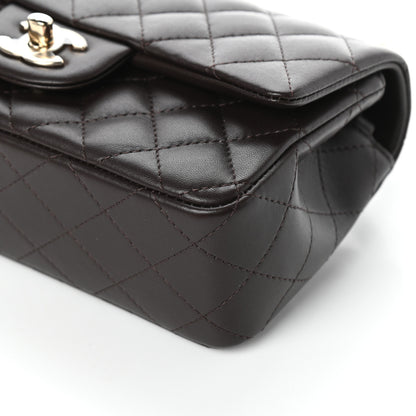 Chanel Lambskin Quilted Mini Rectangular Flap Dark Brown 10 of 10