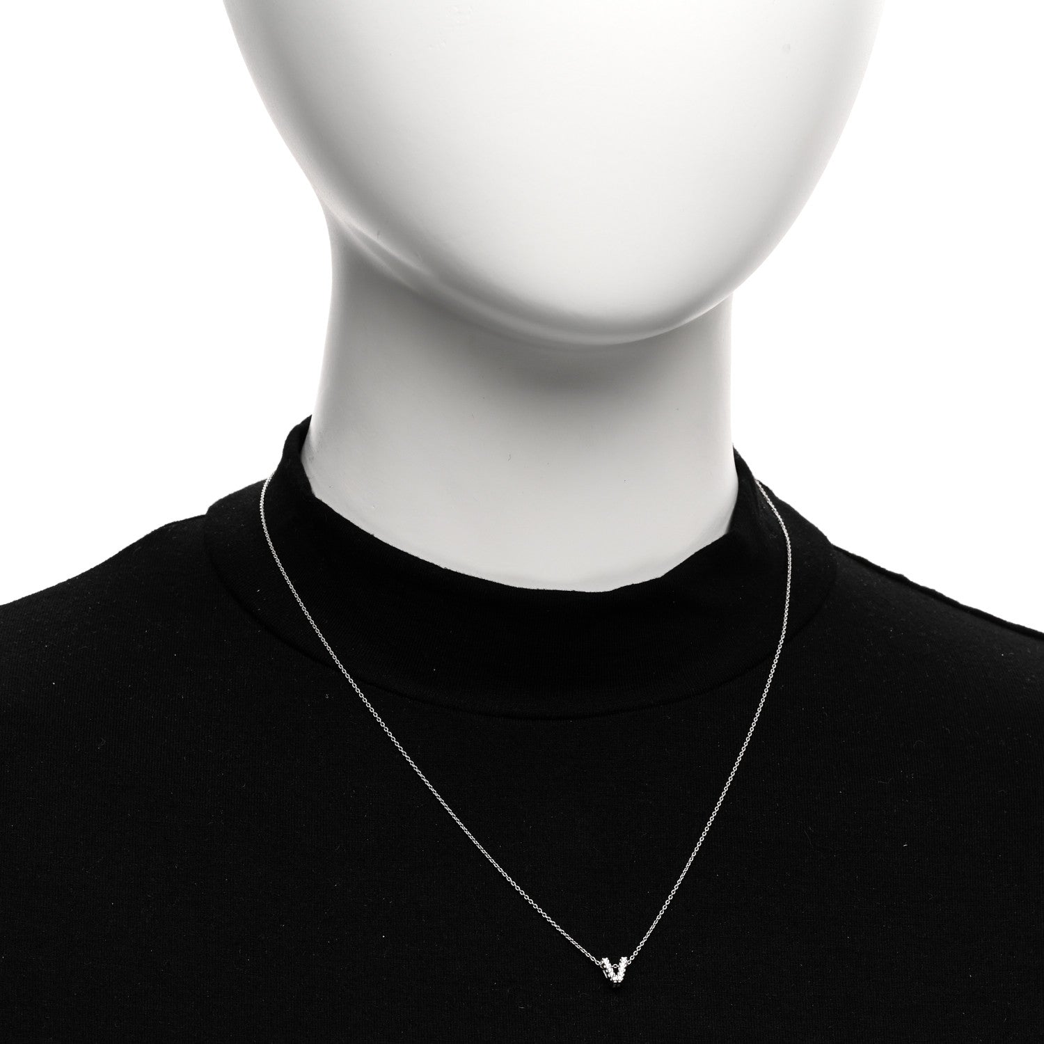 Roberto Coin 18K White Gold Diamond Love Letter V Pendant Necklace 2 of 6