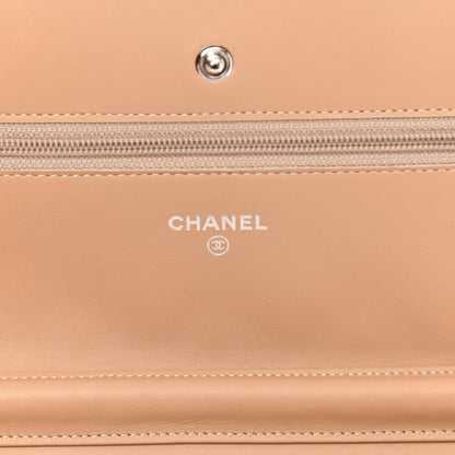 Chanel Patent Quilted Wallet On Chain WOC Beige 6 of 11