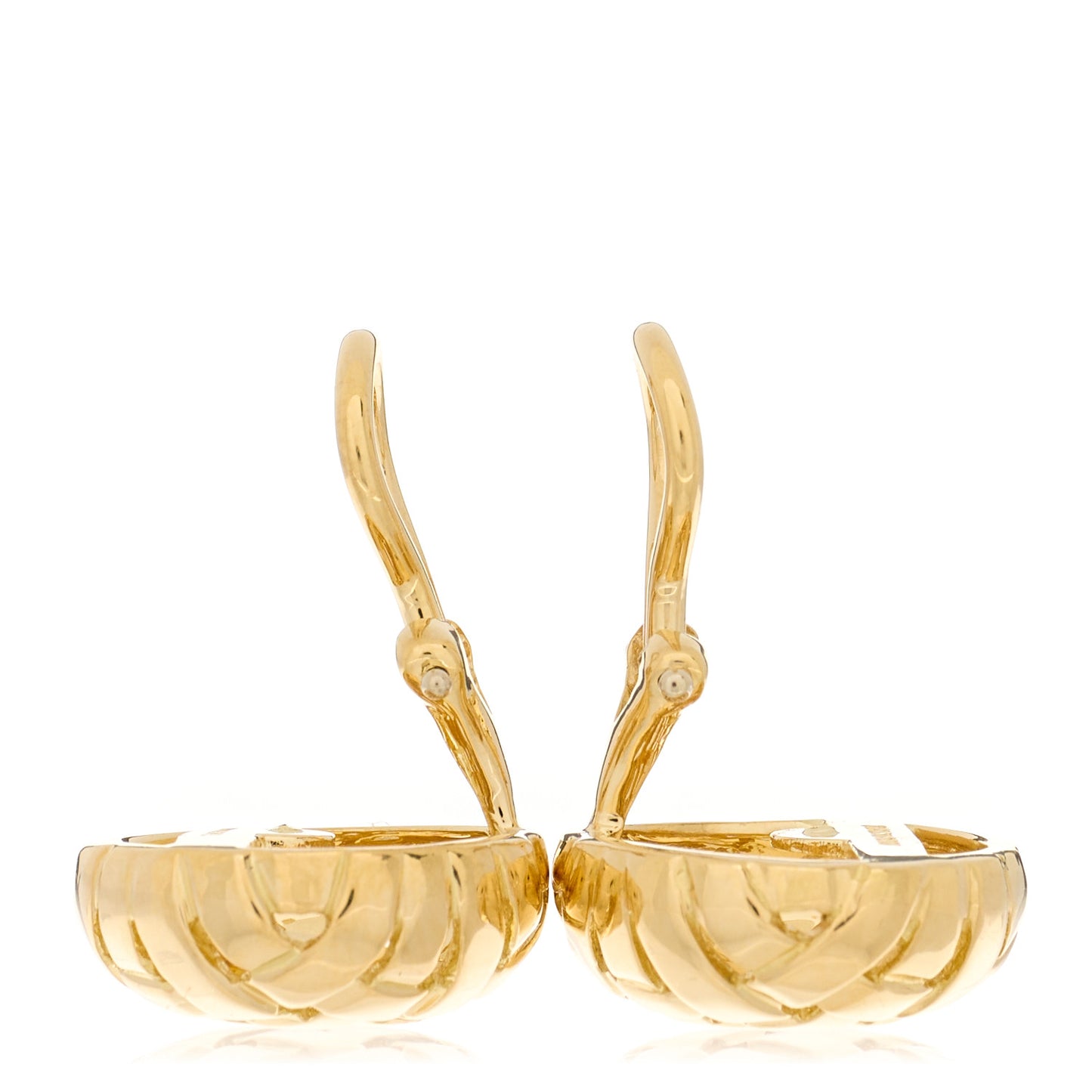 18K Yellow Gold Basket Weave Clip On Earrings