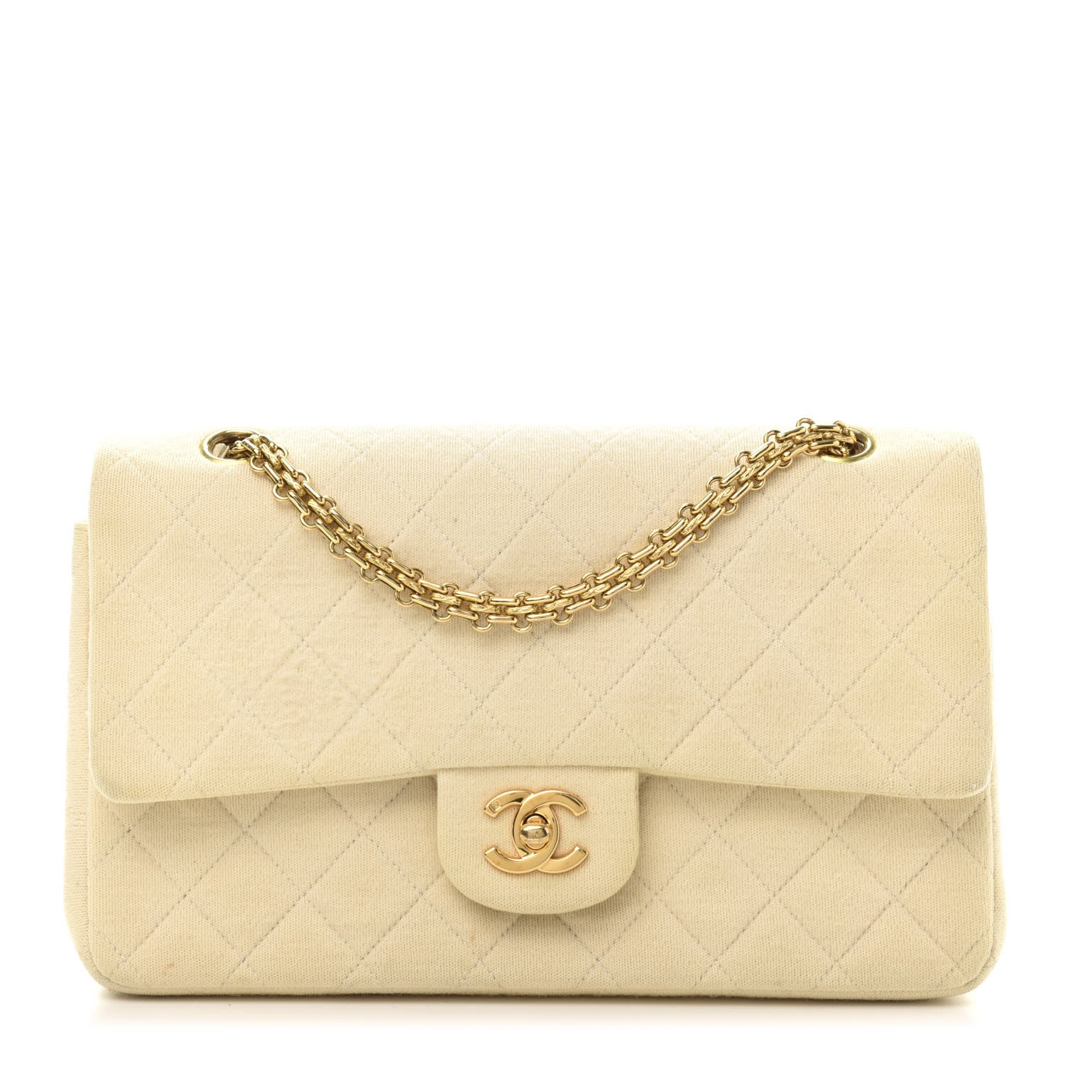 Chanel Jersey Quilted Medium Double Flap Beige 1 of 18