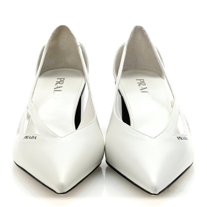 Prada Spazzolato Cutout 55mm Pumps 39 White 3 of 9