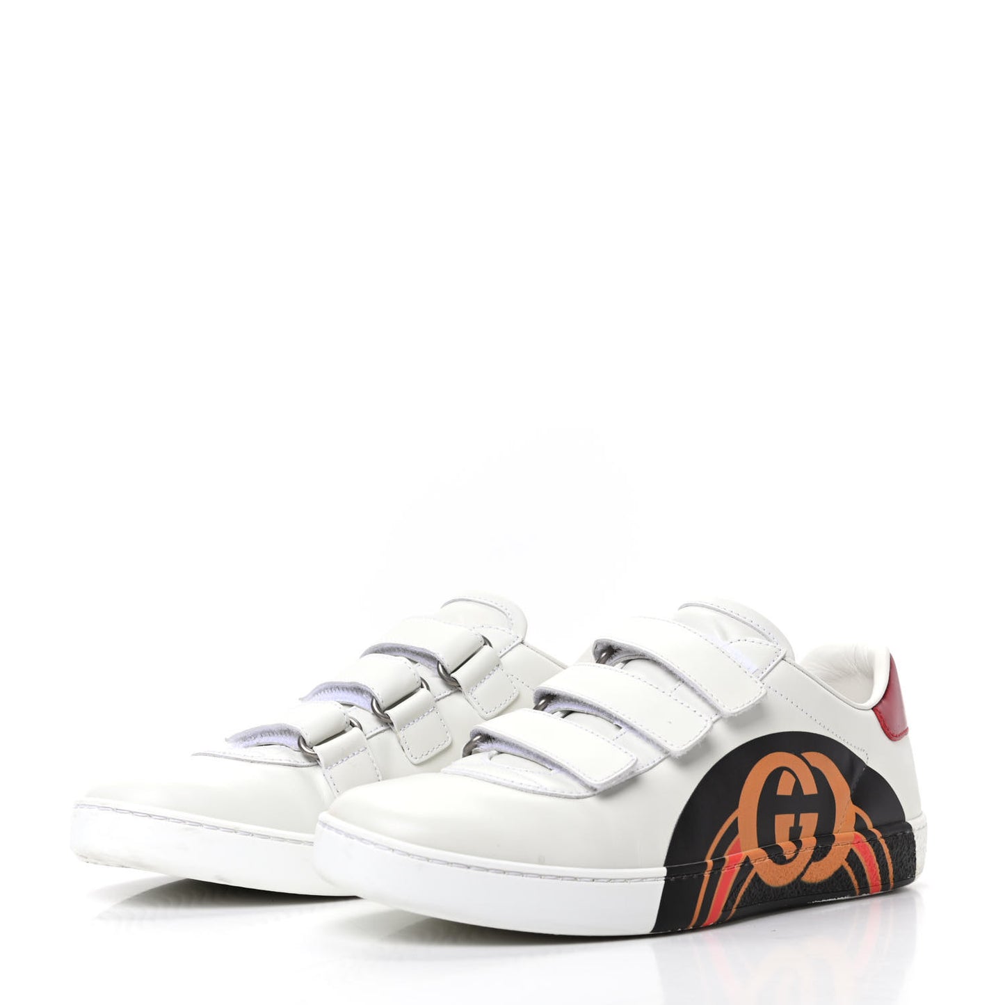 Miro Soft Calfskin Interlocking G Womens New Ace Sneakers 38 White Red Flame Green