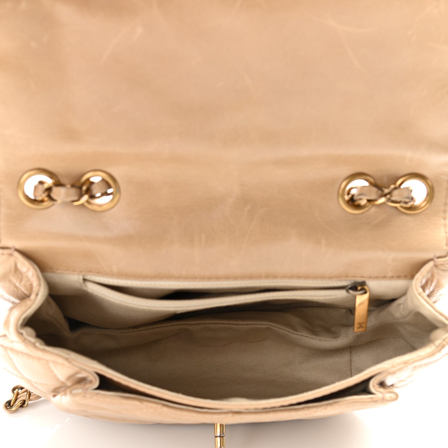 Chanel Glazed Calfskin Quilted Medium Bubble CC Flap Beige 5 of 12