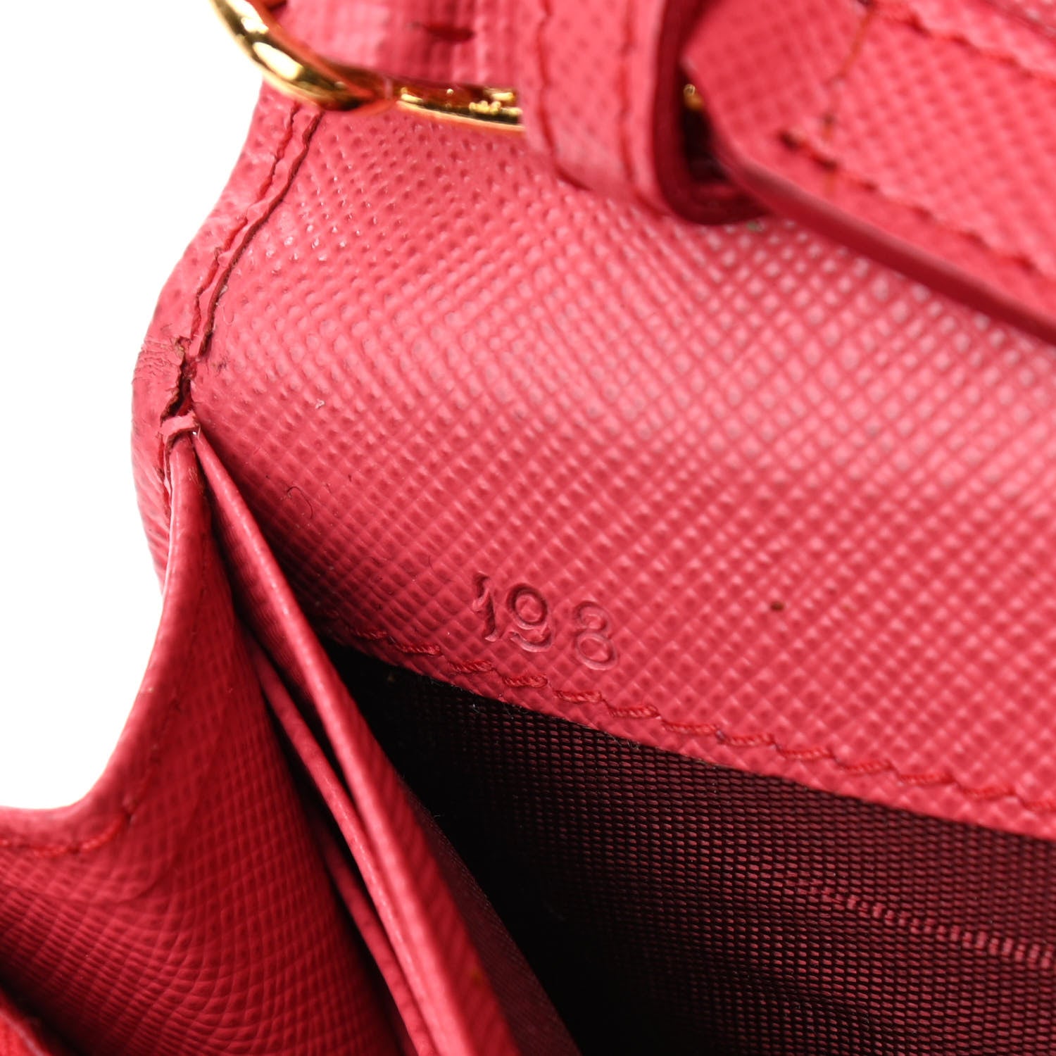 Prada Saffiano Metal Oro Chain Wallet Peonia 7 of 12